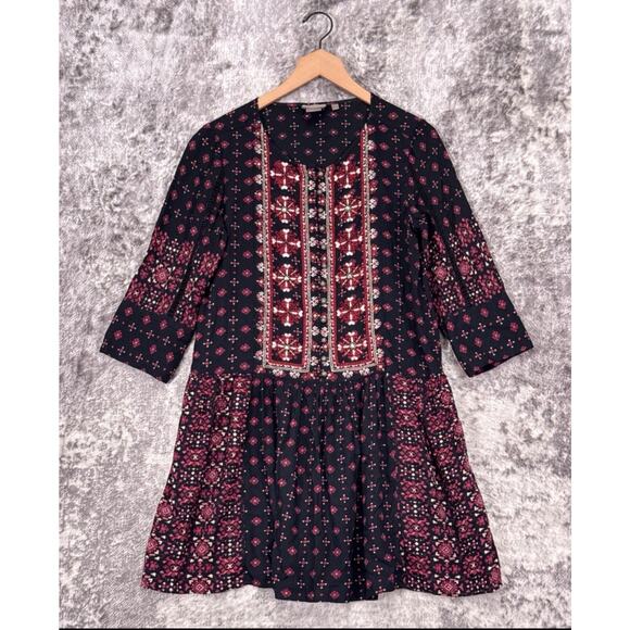 ANTHROPOLOGIE x VANESSA VIRGINIA Kaleidoscope Beaded Boho Dress Sz M Castle Core - Picture 1 of 7